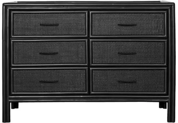 Bermuda Rattan 6-Drawer Dresser - Black