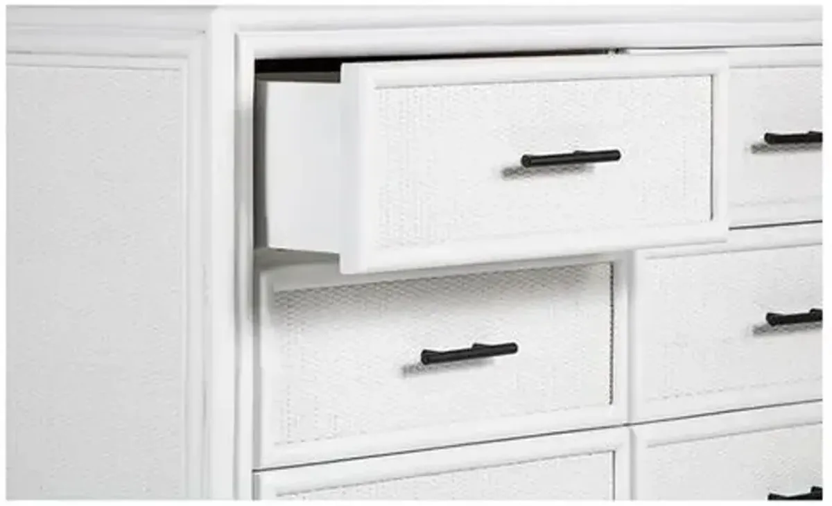 Bermuda Rattan 6-Drawer Dresser - White