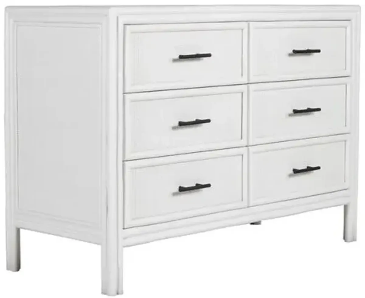 Bermuda Rattan 6-Drawer Dresser - White