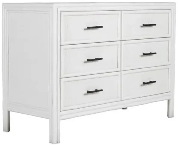 Bermuda Rattan 6-Drawer Dresser - White