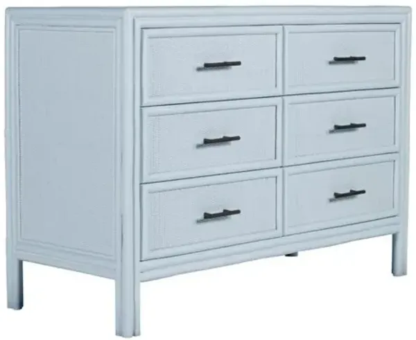 Bermuda Rattan 6-Drawer Dresser - Blue