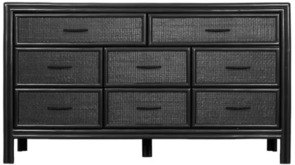 Bermuda Rattan 8-Drawer Dresser - Black