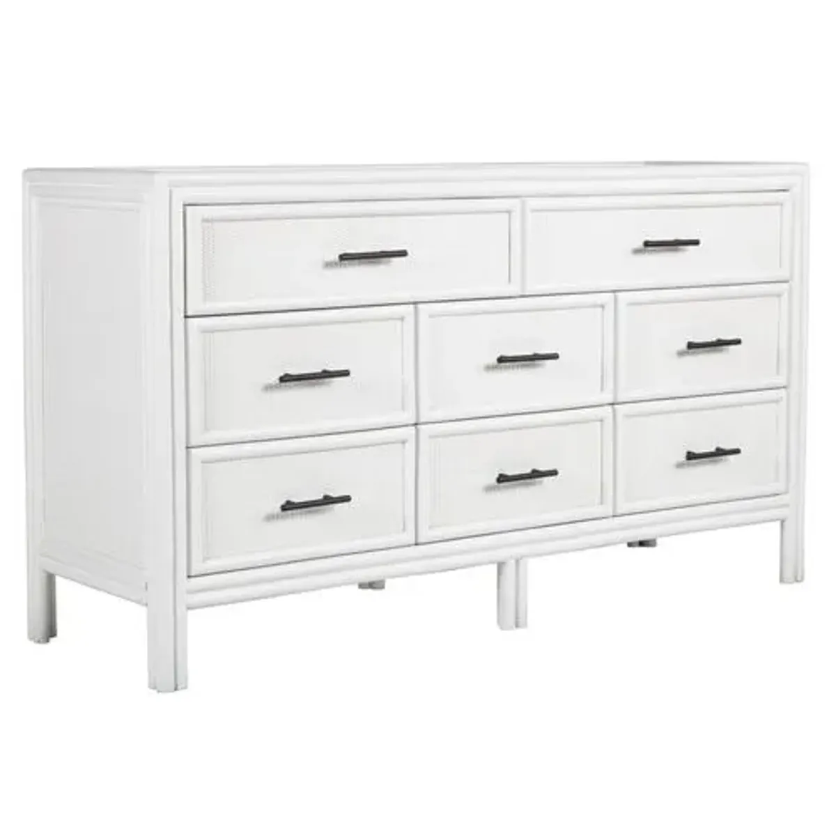 Bermuda Rattan 8-Drawer Dresser - White