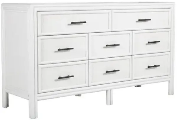 Bermuda Rattan 8-Drawer Dresser - White