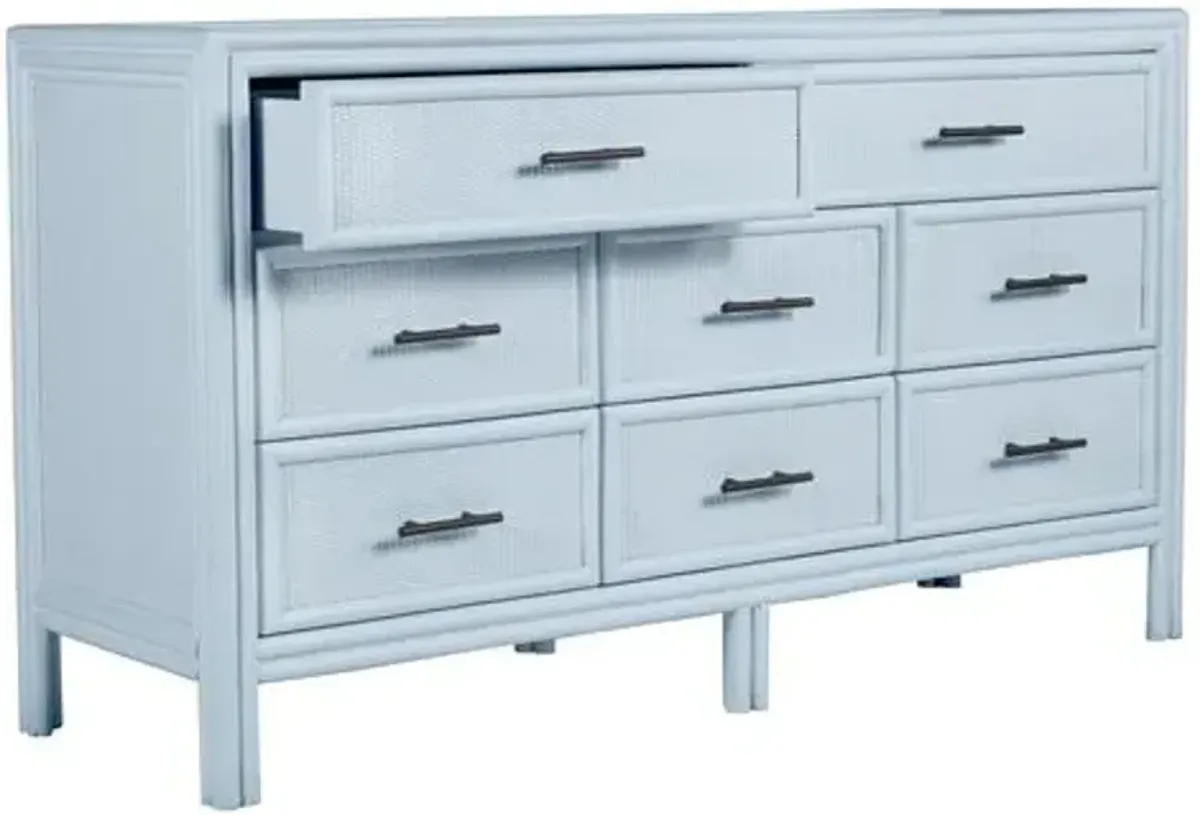 Bermuda Eight-Drawer Dresser - Light Blue