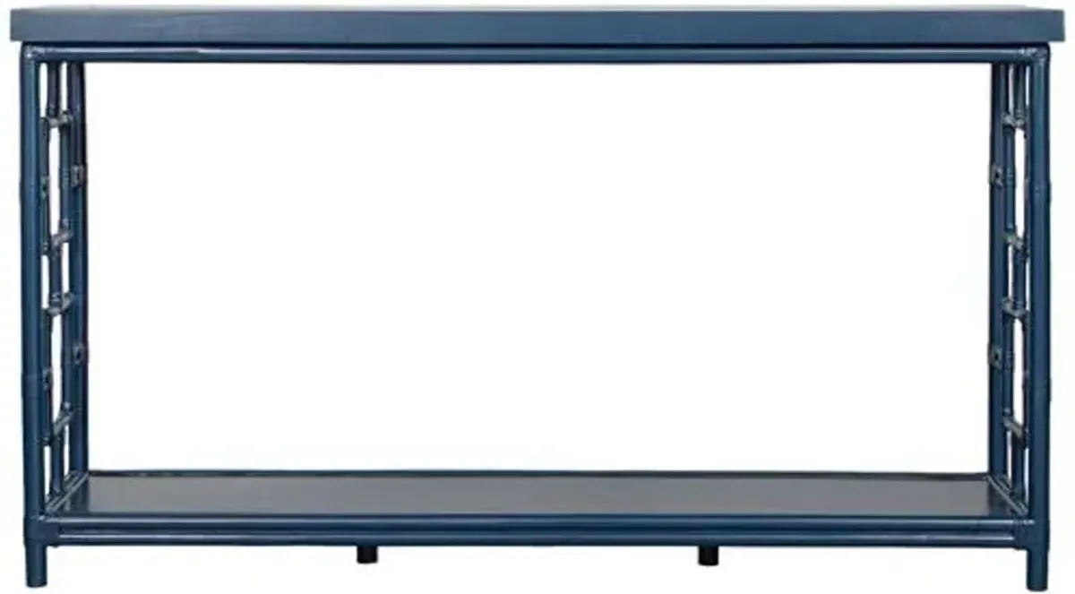 Sobe Rattan Console Table - Blue