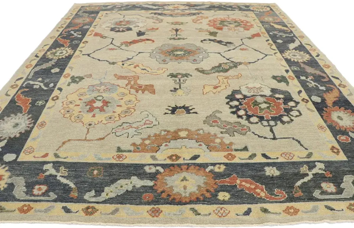 Turkish Oushak Rug - 8'02 x 9'08 - Esmaili Rugs & Antiques - Beige - Beige