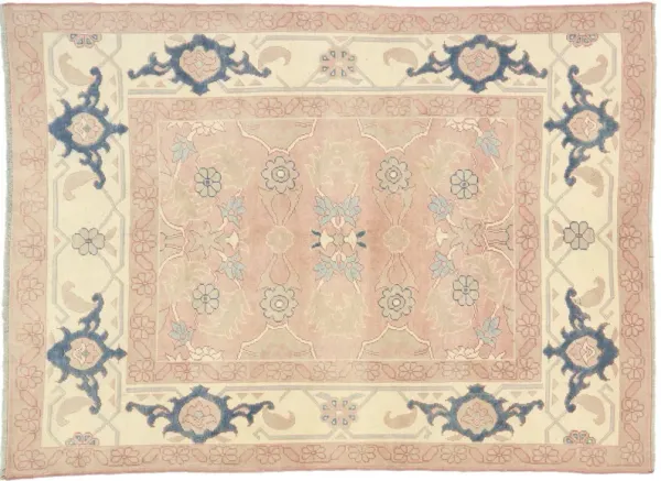 Vintage Turkish Oushak Rug - 5'09 x 7'10 - Esmaili Rugs & Antiques - Pink - Pink
