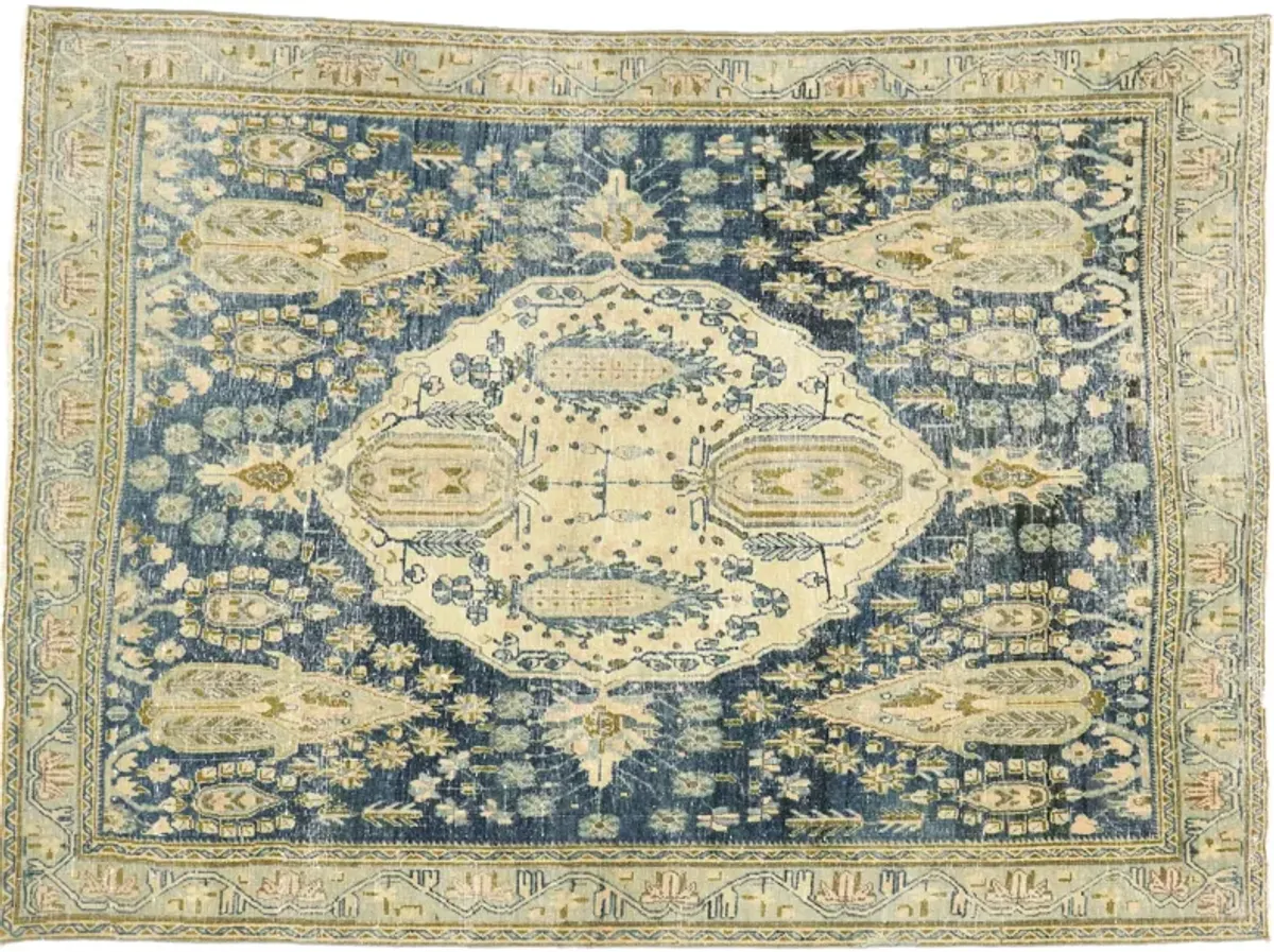 Vintage Persian Afshar Rug - 4'09 x 6'06 - Esmaili Rugs & Antiques - Blue - Blue