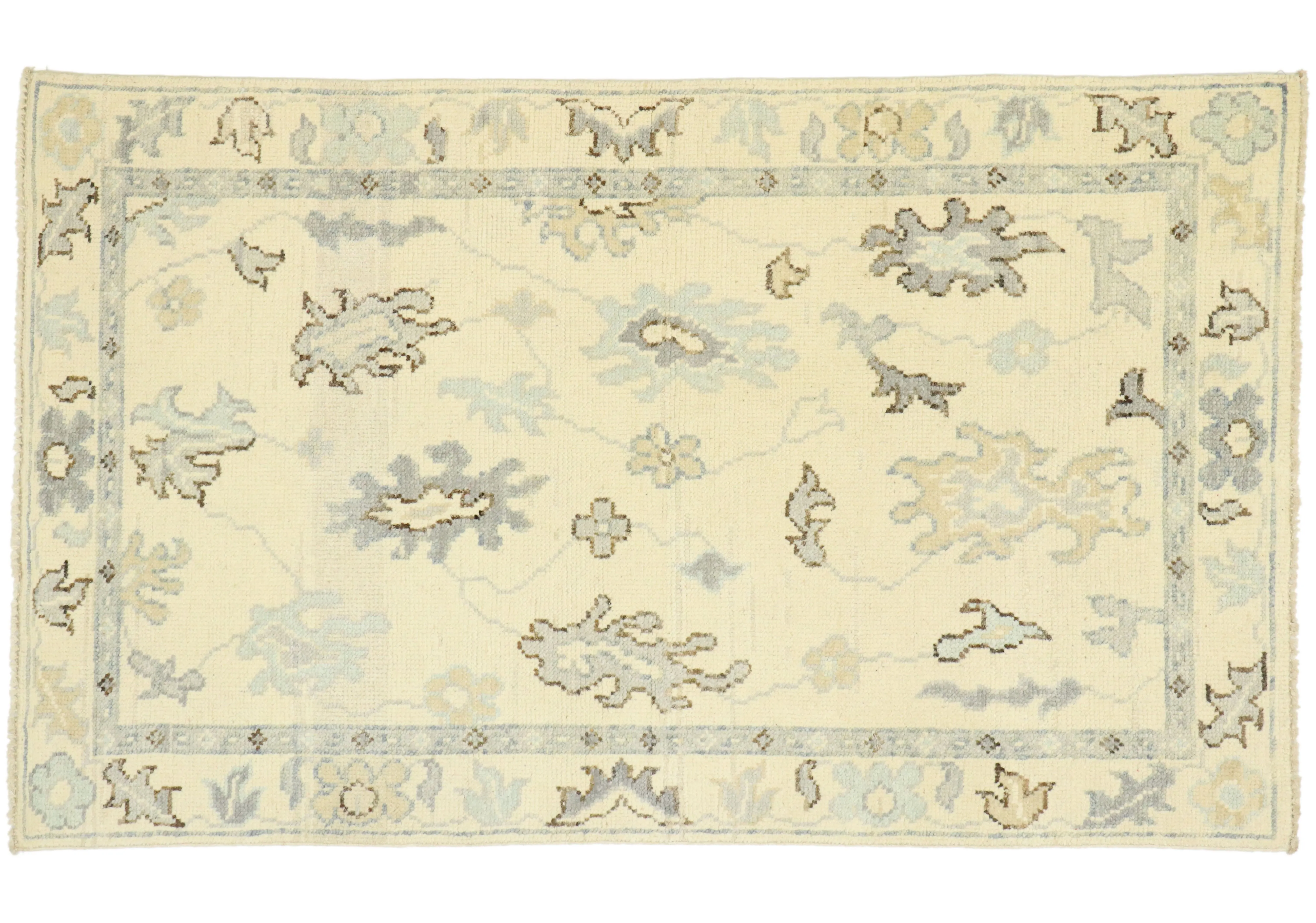 Beige Oushak Style Rug - 3'02 x 5'02 - Esmaili Rugs & Antiques - Beige