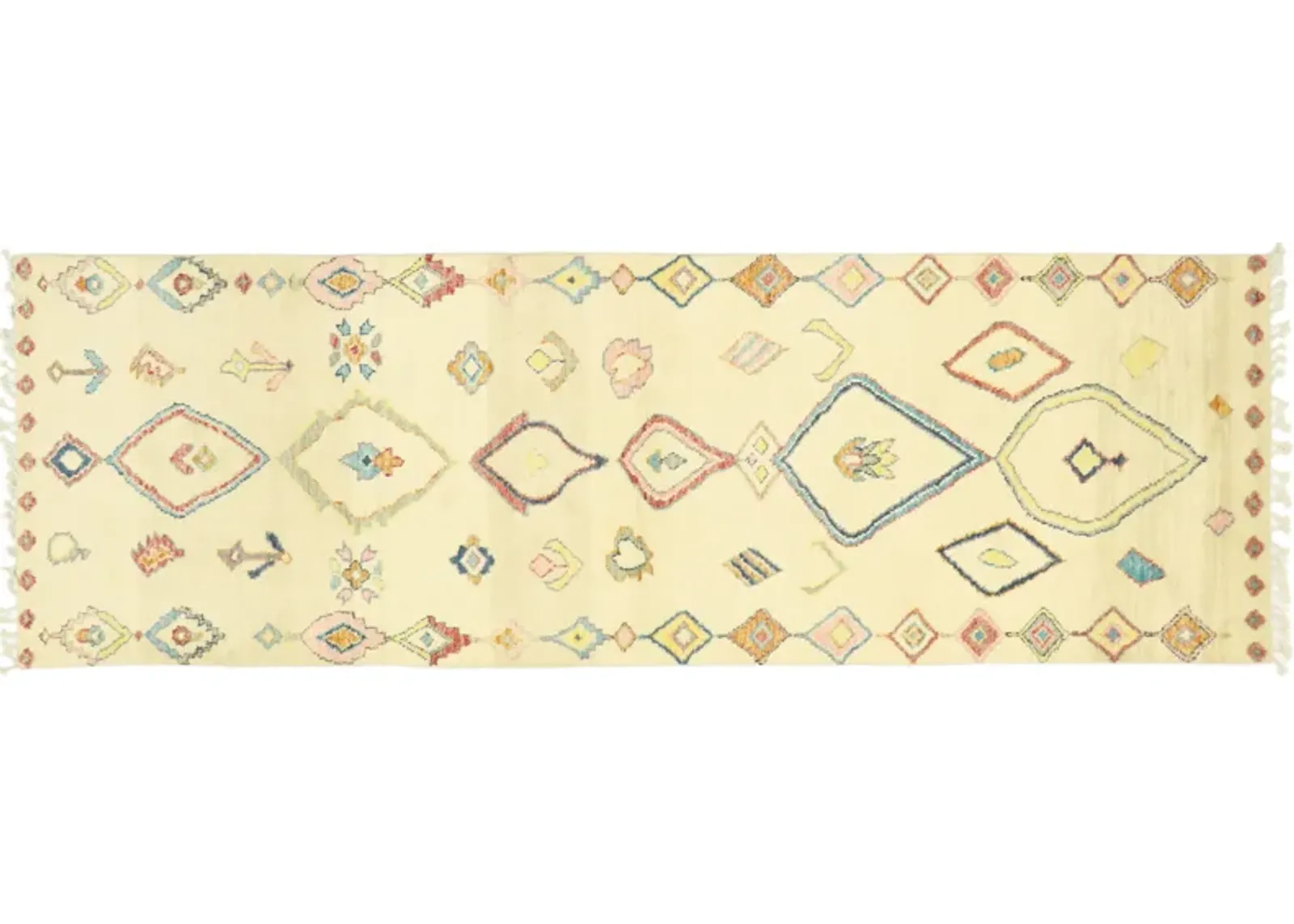 Moroccan Tribal Runner - 4'00 x 12'02 - Esmaili Rugs & Antiques - Beige - Beige