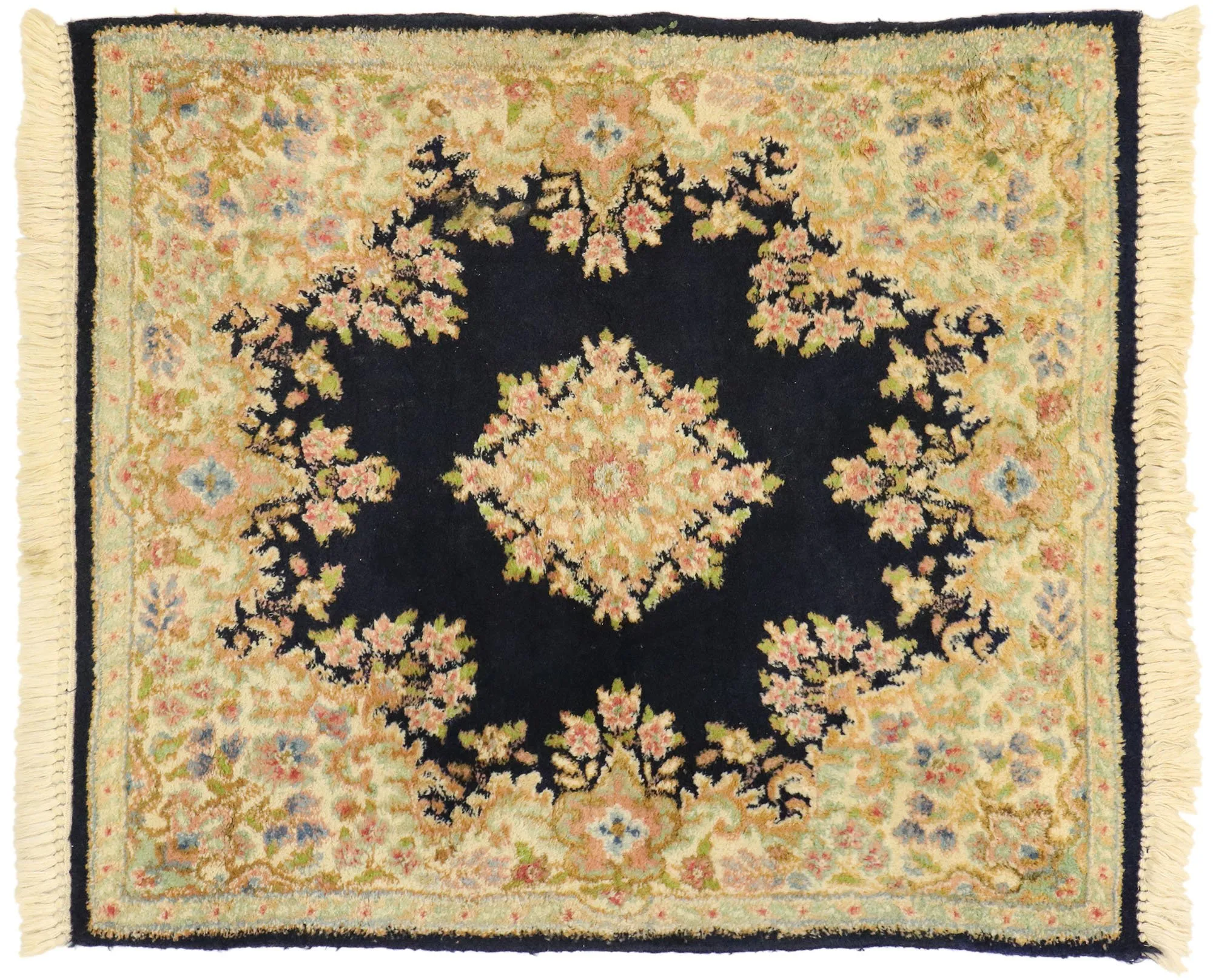 Antique Persian Kerman Rug - 3'01 x 3'06 - Esmaili Rugs & Antiques - Beige - Beige