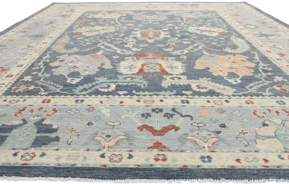 Contemporary Oushak Rug - 11'07 x 14'08 - Esmaili Rugs & Antiques - Gray - Gray