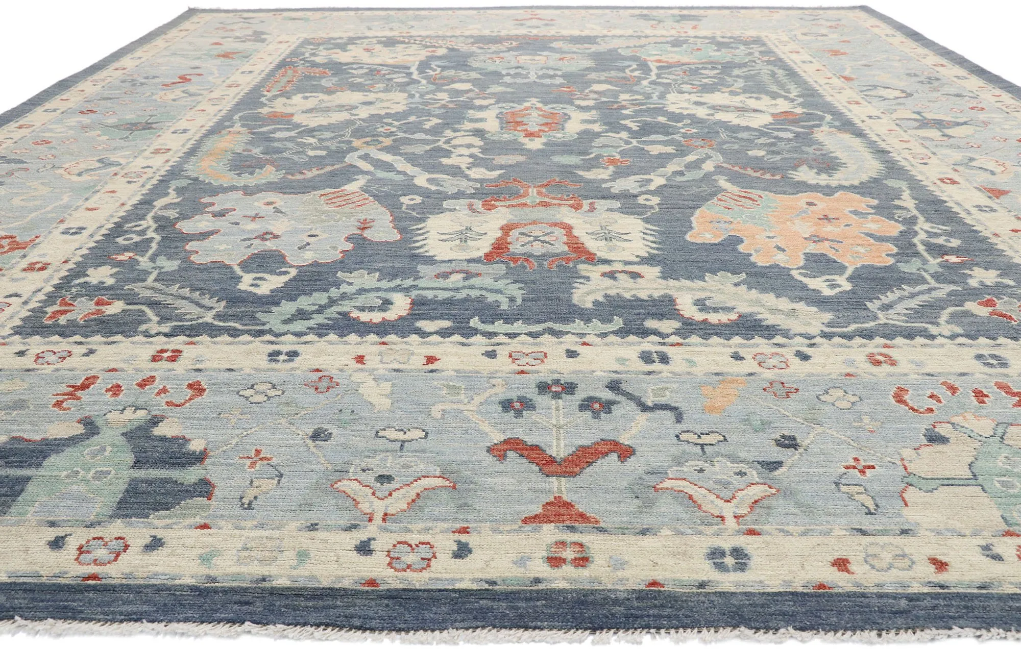 Contemporary Oushak Rug - 11'07 x 14'08 - Esmaili Rugs & Antiques - Gray - Gray