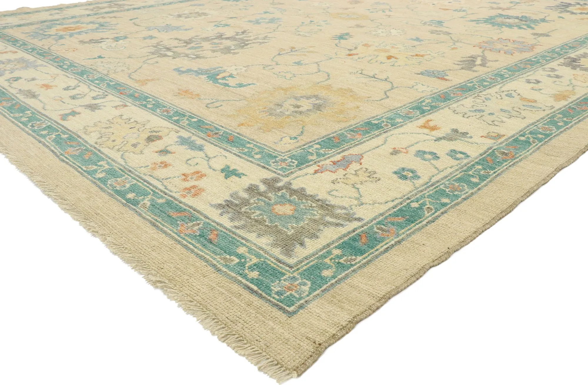 Contemporary Oushak Rug - 10'01 x 12'05 - Esmaili Rugs & Antiques - Beige - Beige