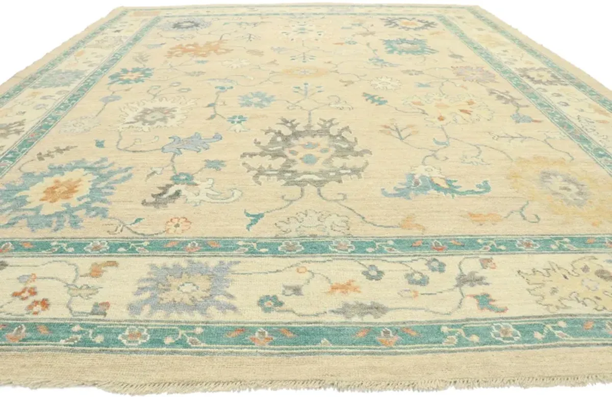 Contemporary Oushak Rug - 10'01 x 12'05 - Esmaili Rugs & Antiques - Beige - Beige