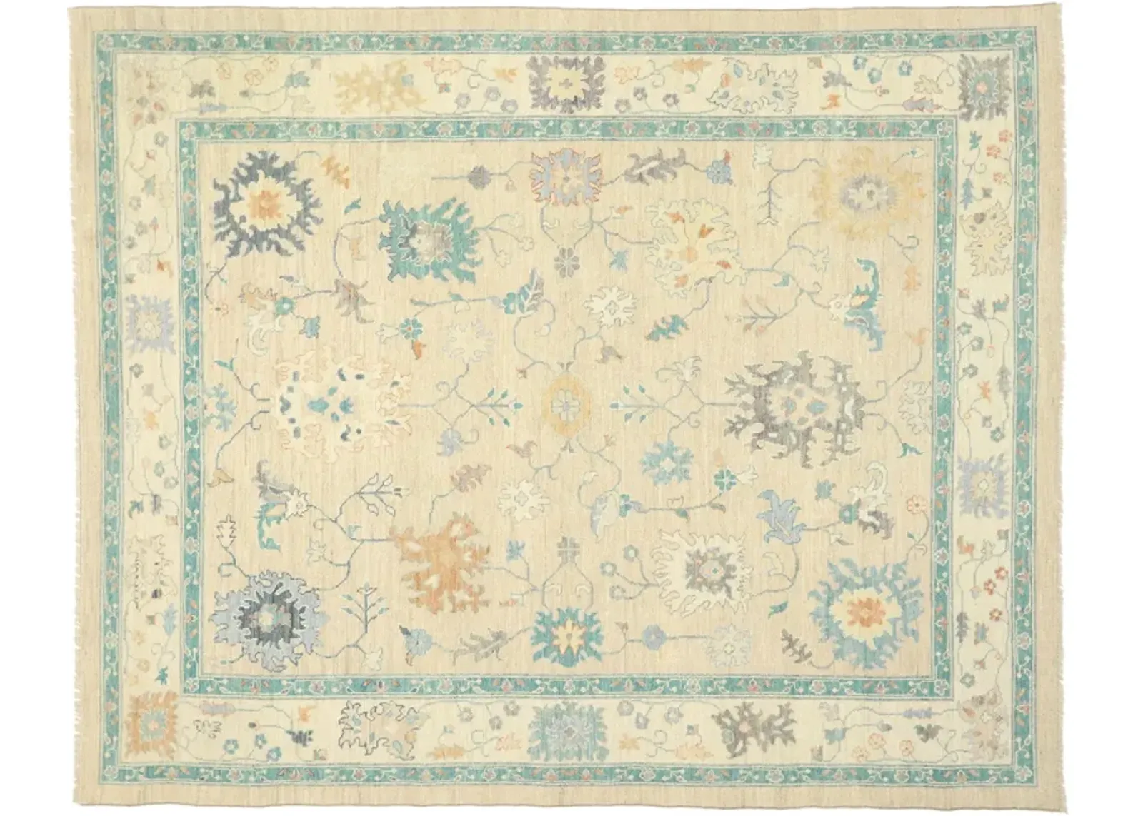 Contemporary Oushak Rug - 10'01 x 12'05 - Esmaili Rugs & Antiques - Beige - Beige