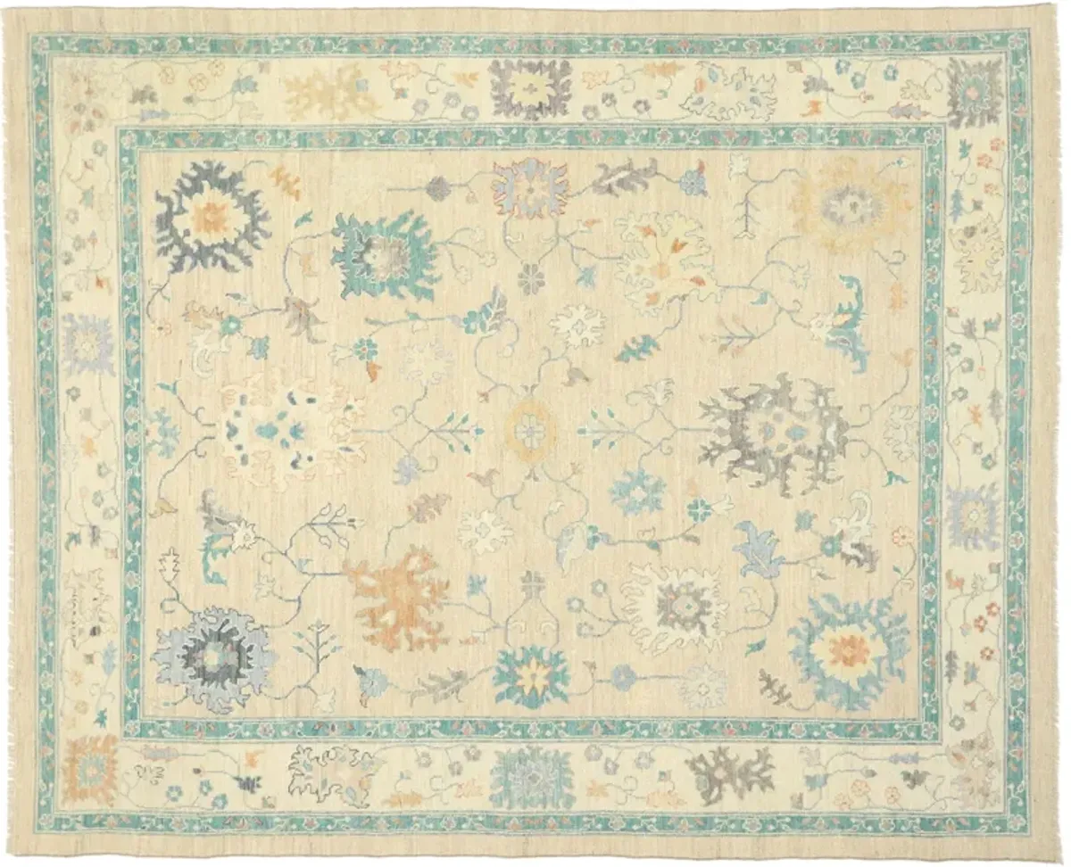 Contemporary Oushak Rug - 10'01 x 12'05 - Esmaili Rugs & Antiques - Beige - Beige