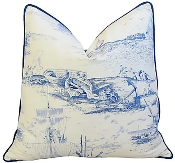 French Blue & White Nautical Pillow
