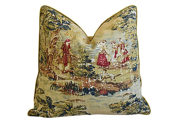 Romantic French Toile Linen Pillow