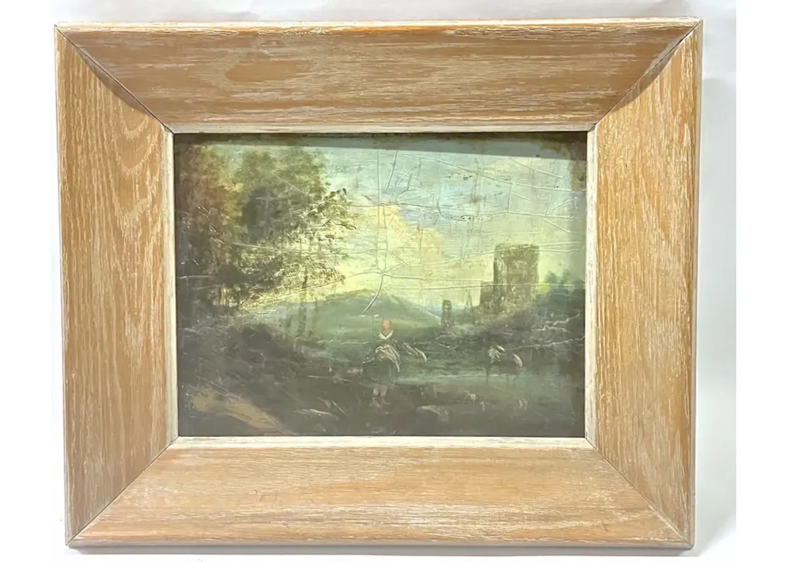 Antique Castle & Loch Scene Oil Painting - Vermilion Designs - Green