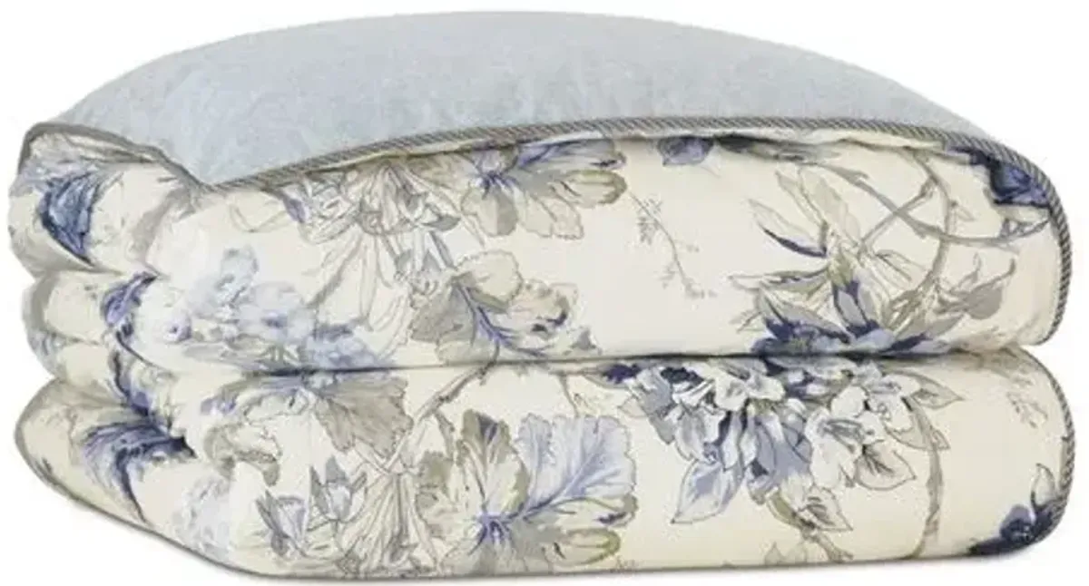 Liesl Floral Comforter - Blue, Breathable, Durable, Comfortable