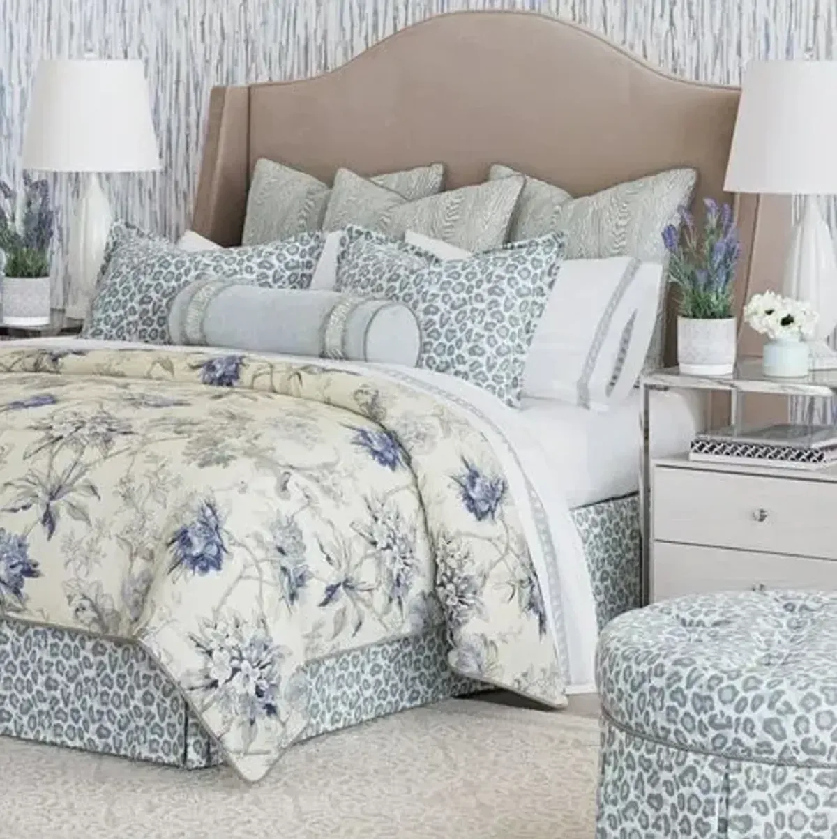 Liesl Floral Comforter - Blue, Breathable, Durable, Comfortable