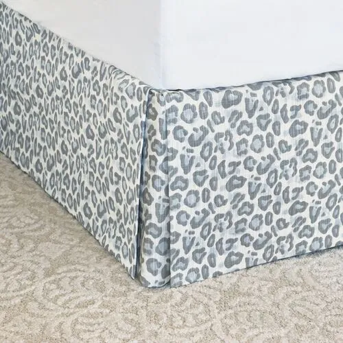 Liesl Leopard Print Bed Skirt - Blue