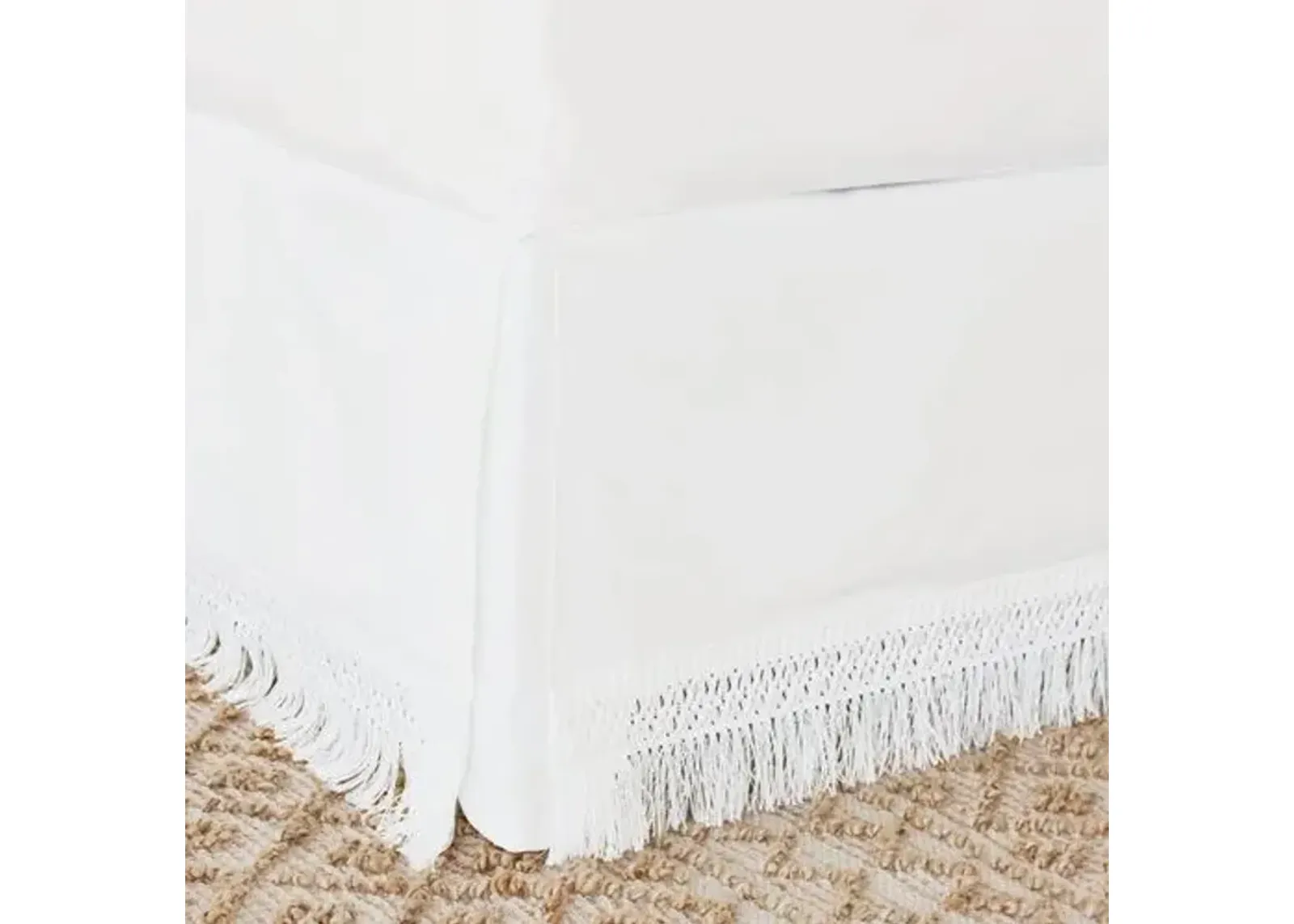 Meyer Boho Fringe Bed Skirt - White