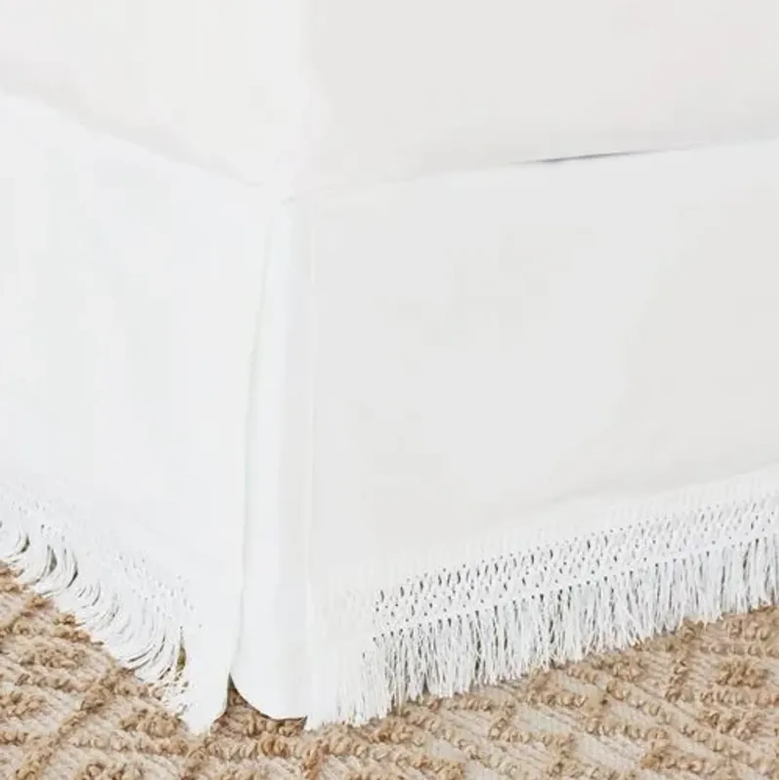 Meyer Boho Fringe Bed Skirt - White