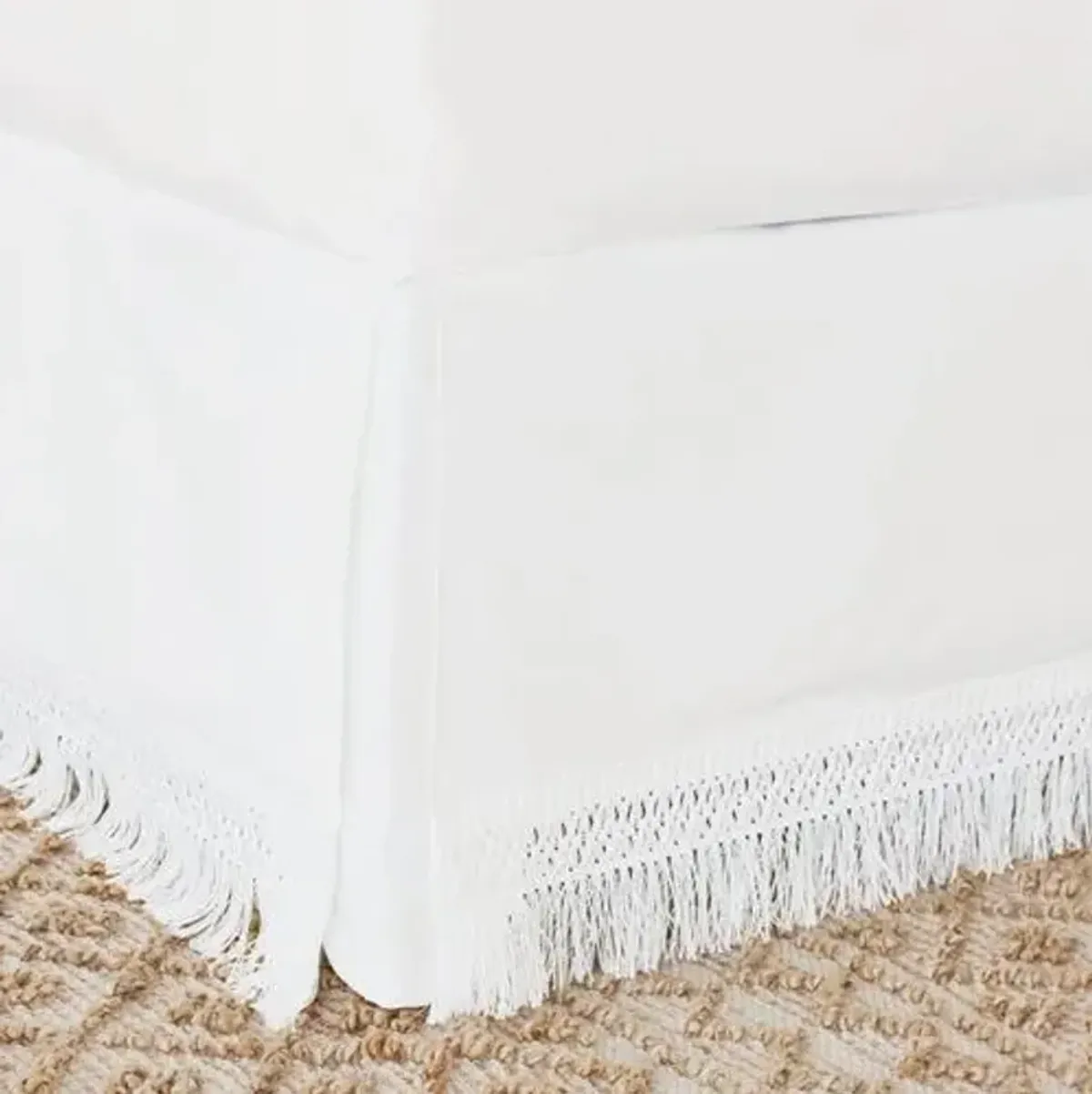 Meyer Boho Fringe Bed Skirt - White