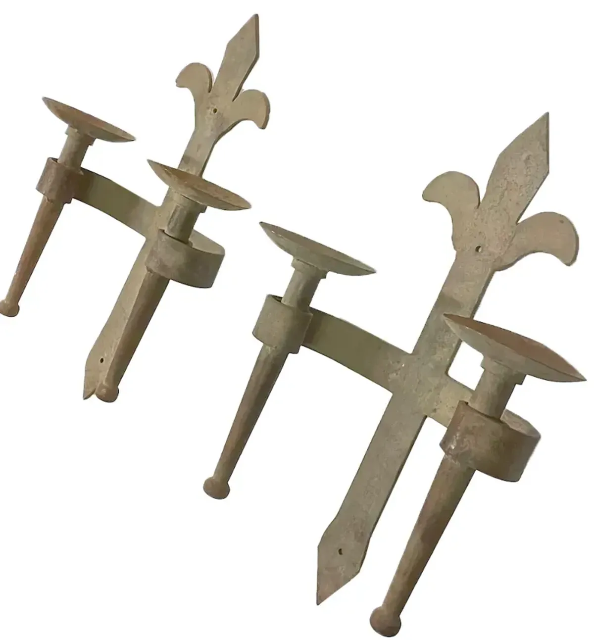 Fleur De Lis Candle Wall Sconces - PR - Vermilion Designs - Gray