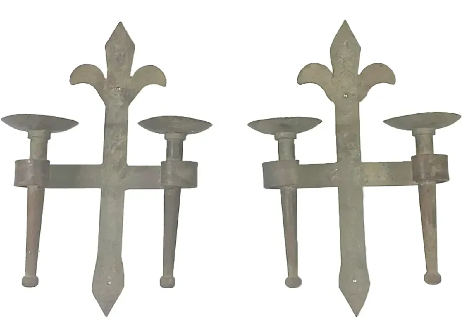 Fleur De Lis Candle Wall Sconces - PR - Vermilion Designs - Gray