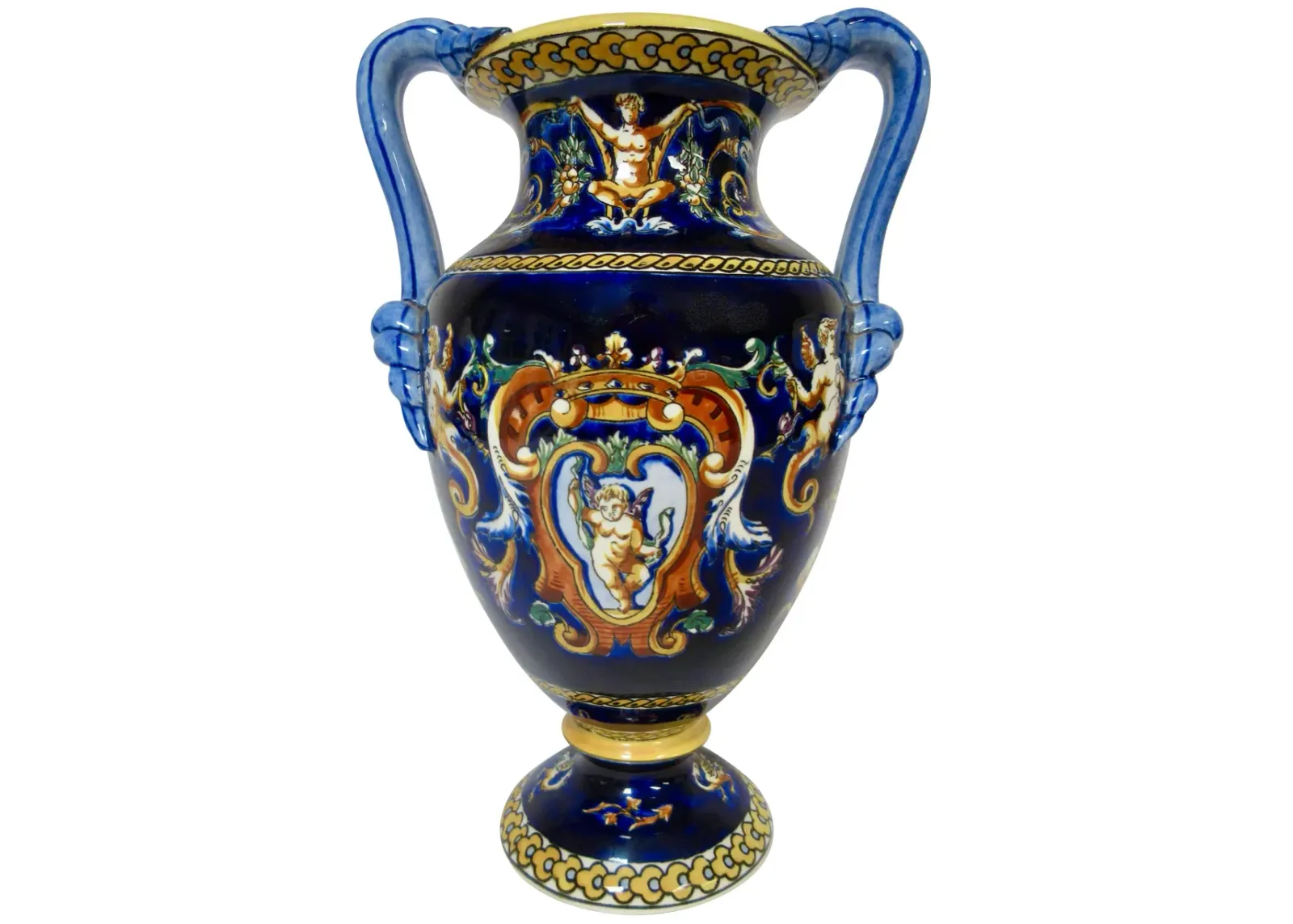 Gien French Faience Trophy Vase - The Emporium Ltd. - Blue