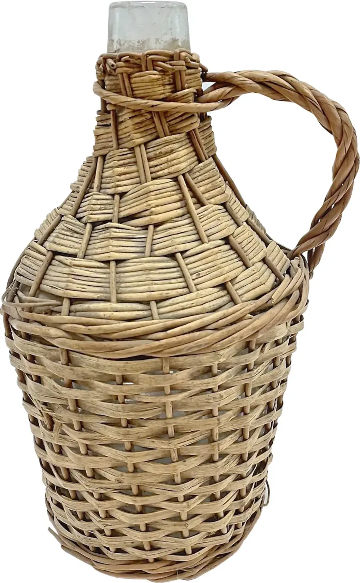 Basket Covered Clear glass bottle - Vermilion Designs - brown