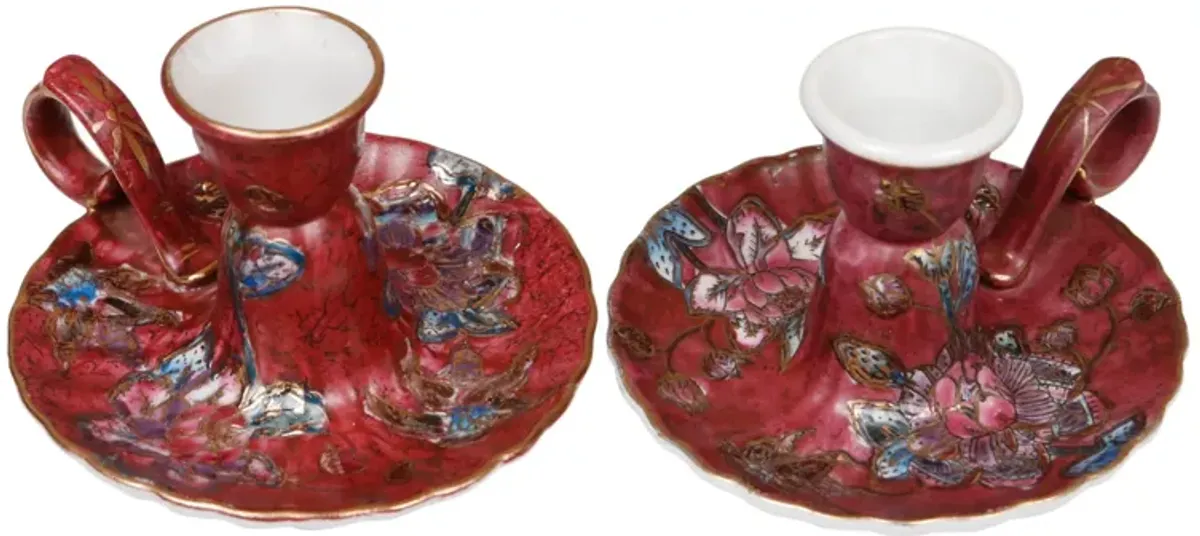 Ceramic Chamberstick Candle Holders - Interesting Things - Red