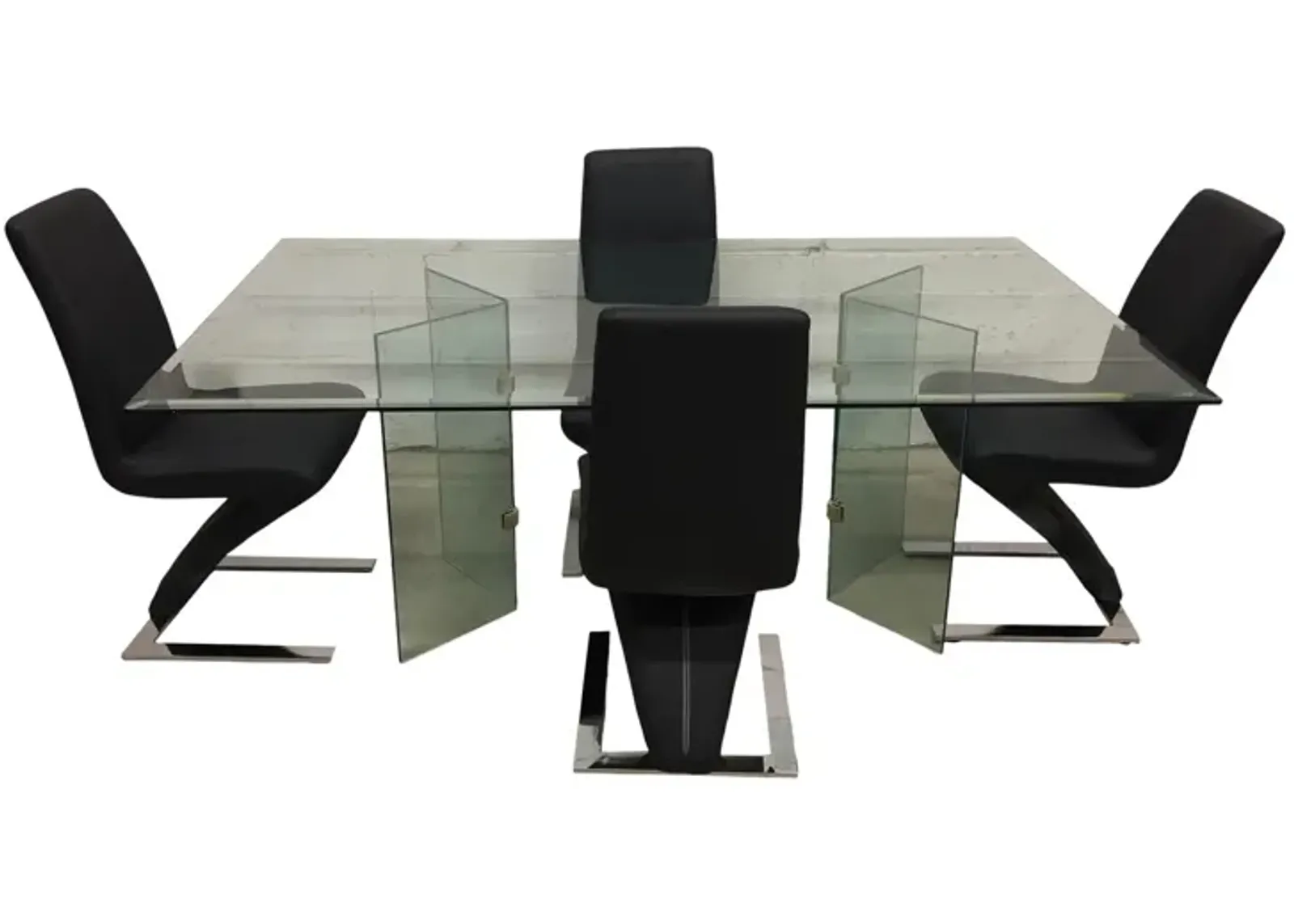 Glass Dining Table & 4 Zig Zag Chairs - 2-b-Modern