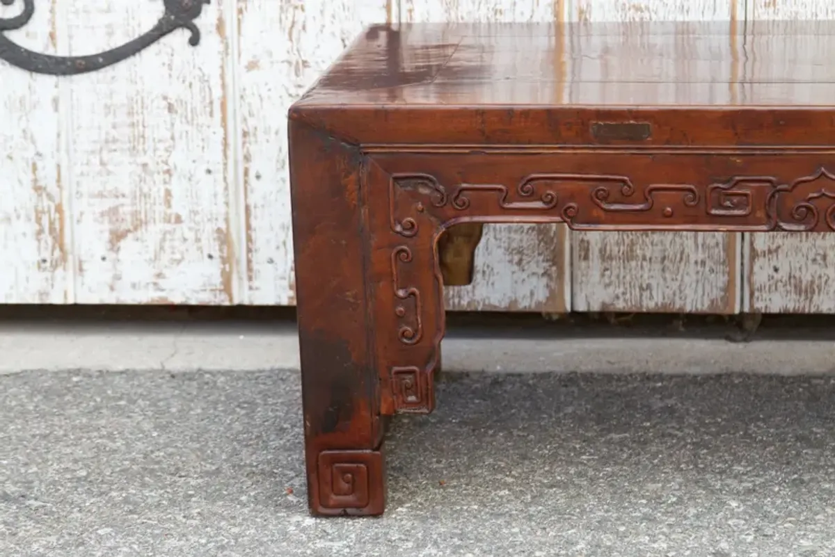 Chinese Carved Kang Low Table - de-cor - Brown