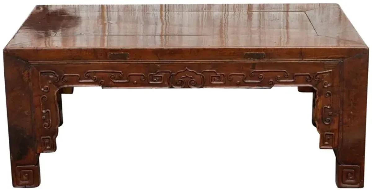 Chinese Carved Kang Low Table - de-cor - Brown