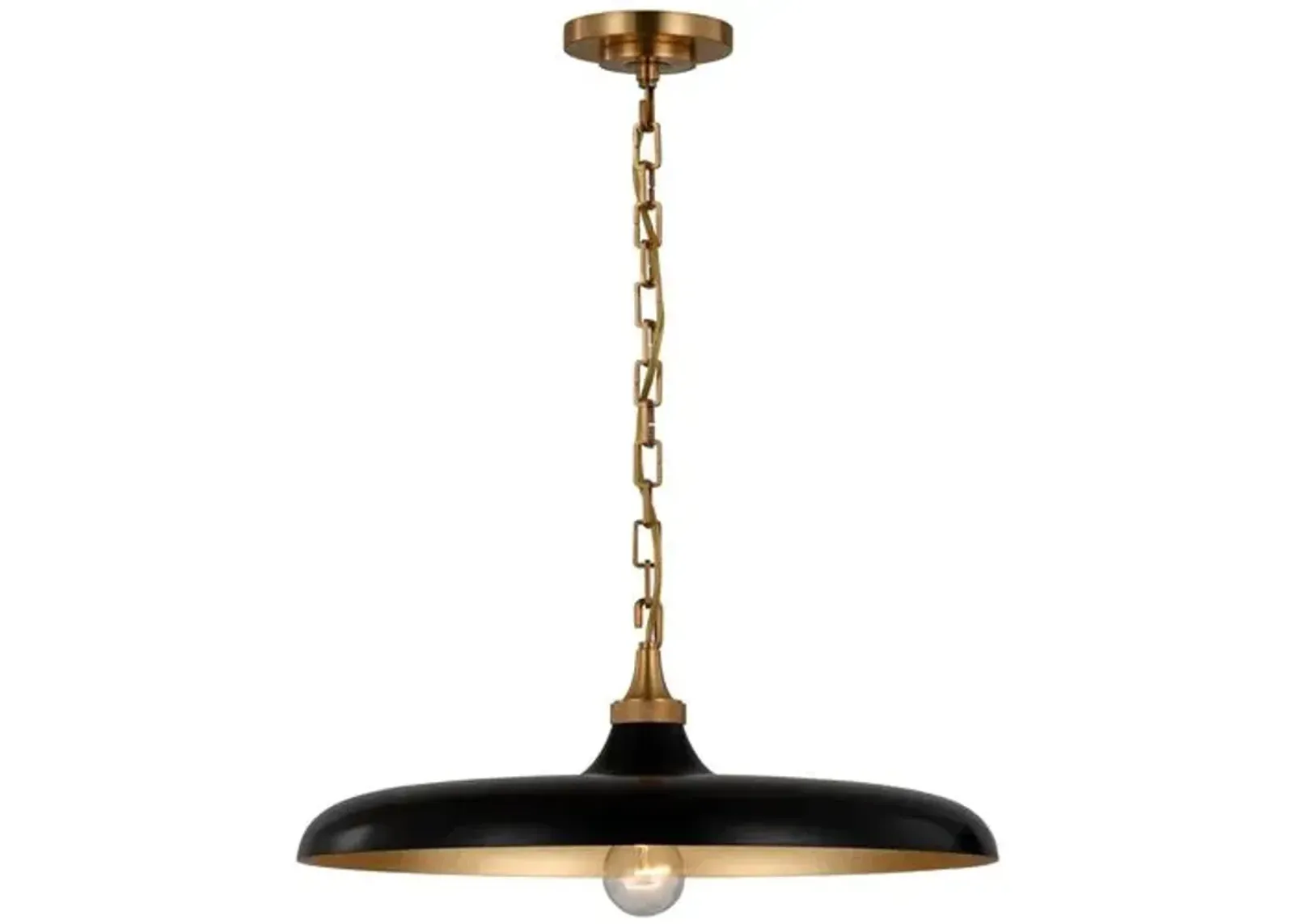 Visual Comfort - Piatto Medium Pendant - Brass/Aged Iron - Black