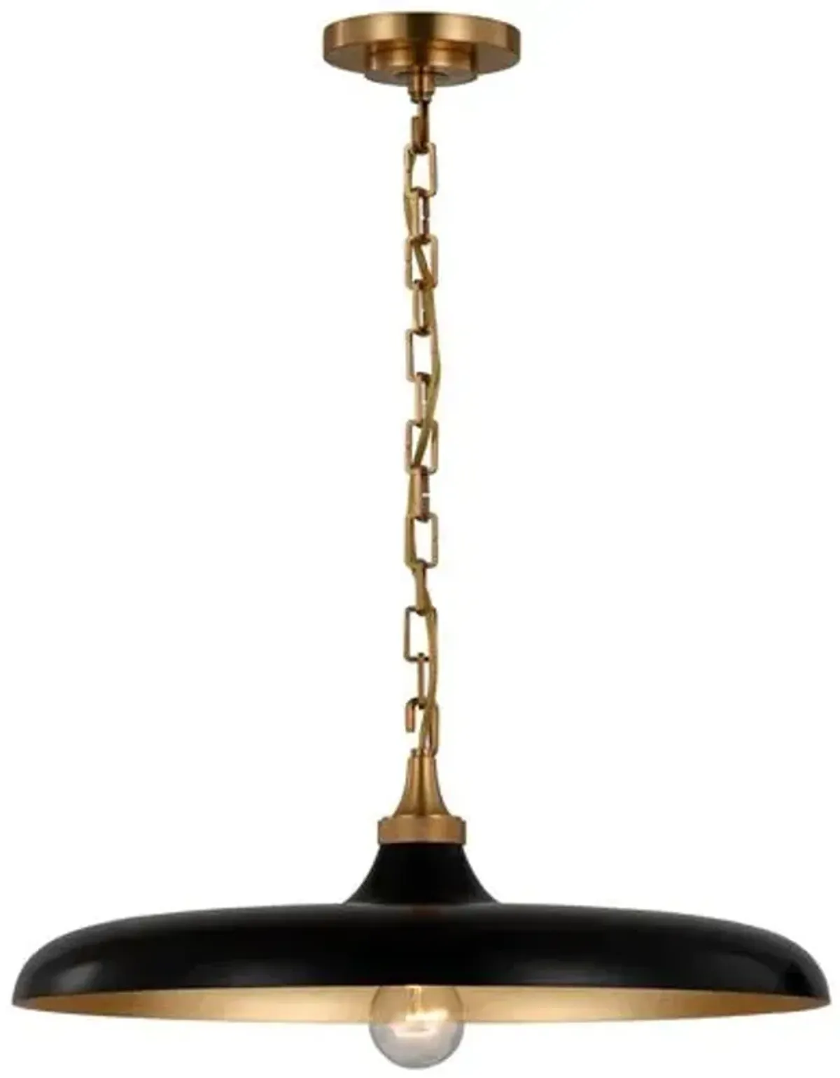 Visual Comfort - Piatto Medium Pendant - Brass/Aged Iron - Black