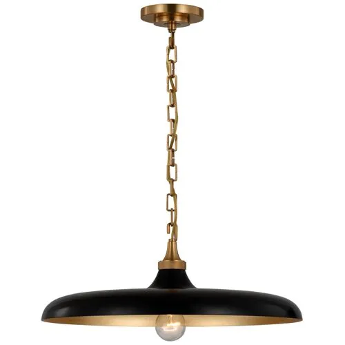 Visual Comfort - Piatto Medium Pendant - Brass/Aged Iron - Black