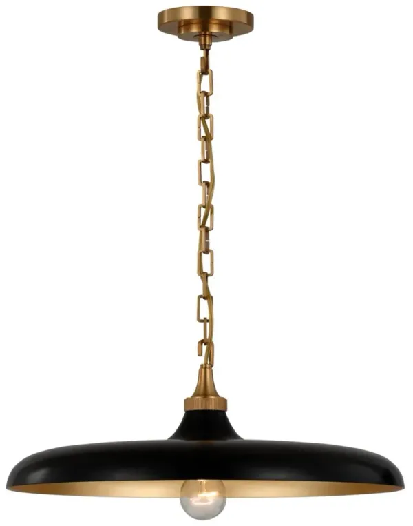 Visual Comfort - Piatto Medium Pendant - Brass/Aged Iron - Black