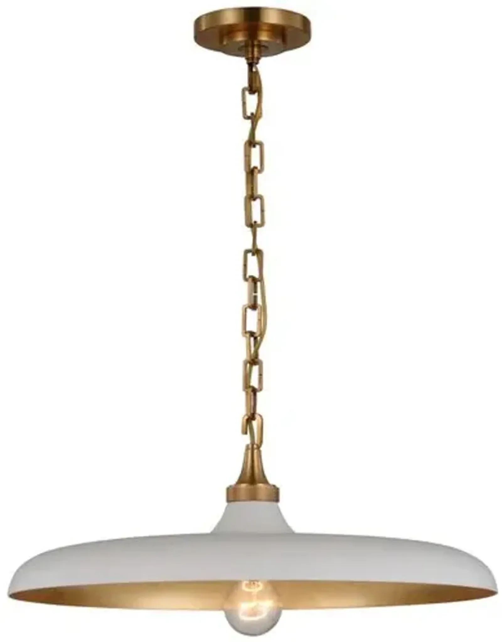 Visual Comfort - Piatto Medium Pendant - Brass/Plaster White