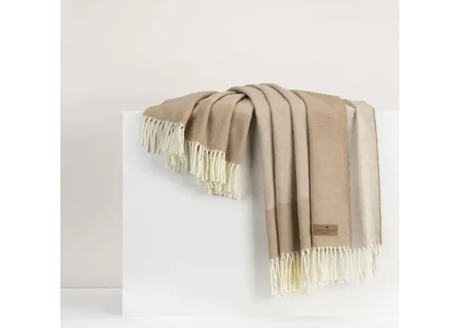 Border Herringbone Throw - Lands Downunder - Brown, Fringed