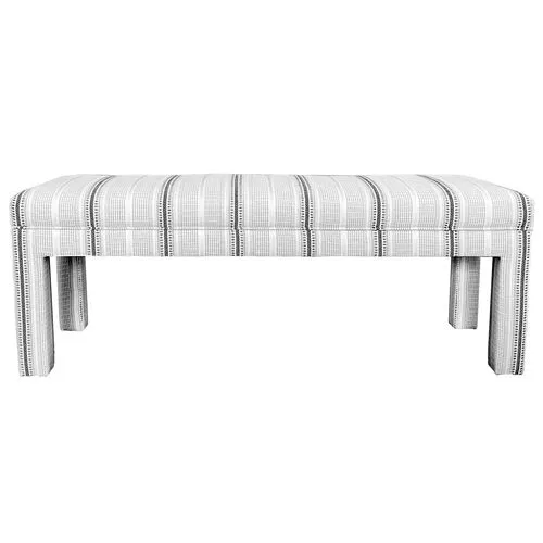 Madison Outdoor Stripe Bench - Black/White - Kim Salmela