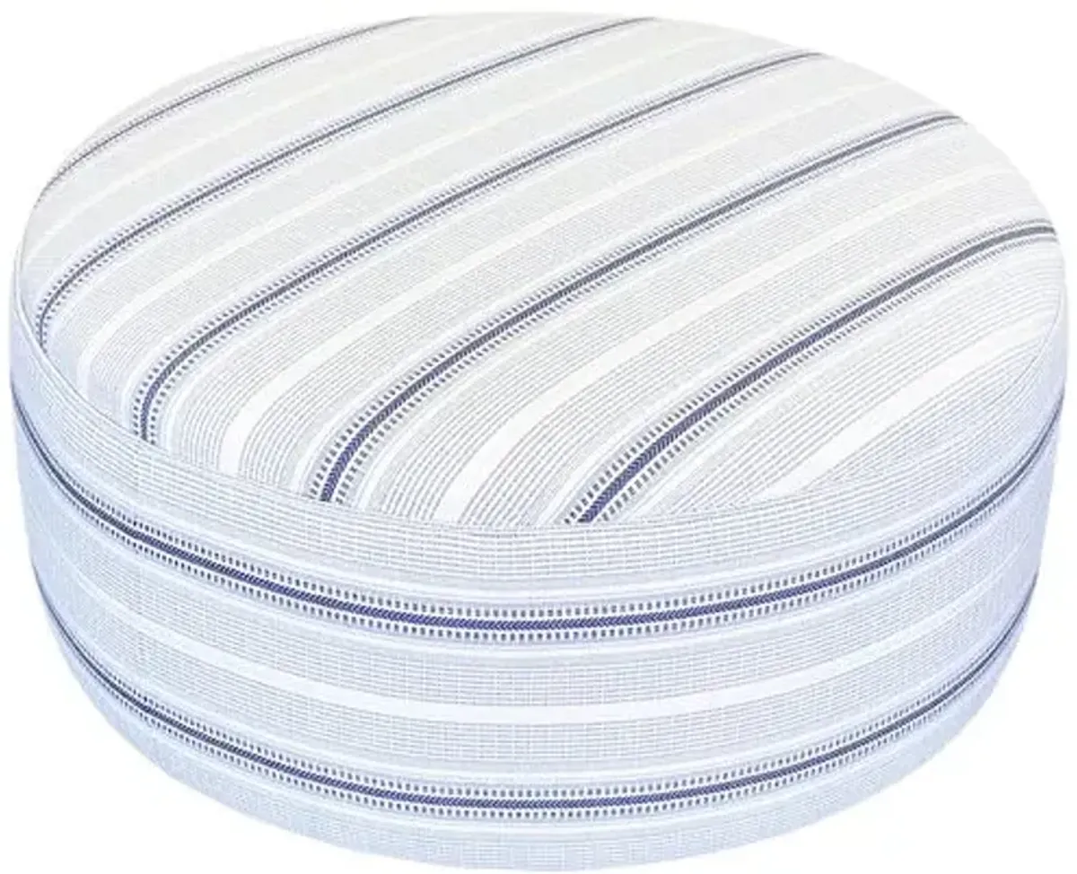 Zuri Outdoor Cocktail Ottoman - Blue/White Stripe - Kim Salmela