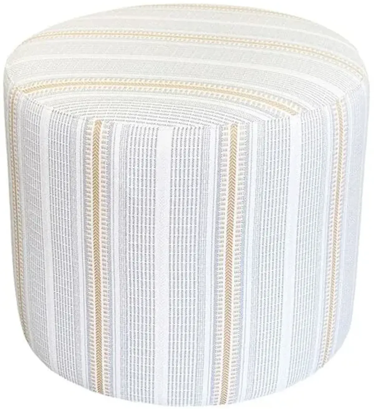 Braxton Outdoor Stripe Ottoman - Yellow/White - Kim Salmela