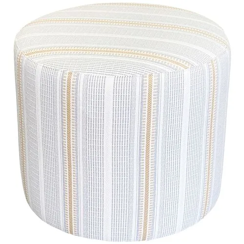 Braxton Outdoor Stripe Ottoman - Yellow/White - Kim Salmela