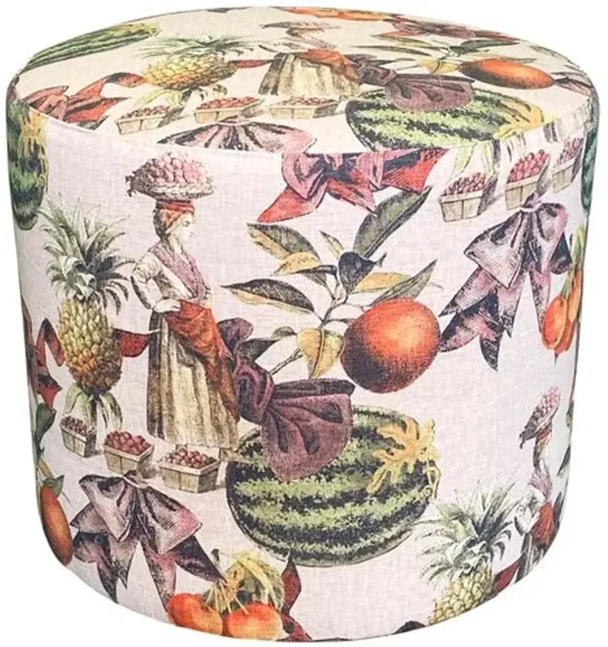 Madison Outdoor Ottoman - Watermelon Lady - Kim Salmela